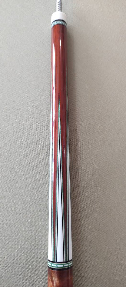 Salmero “Roy” Bautista Custom Cue – 12 Point Amboyna Burl / Turquoise – Includes 8” Extension