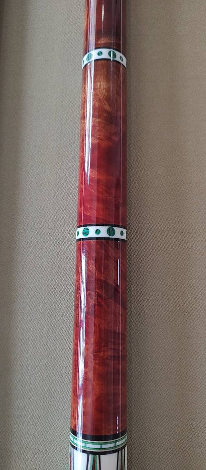 Salmero “Roy” Bautista Custom Cue – 12 Point Amboyna Burl / Turquoise – Includes 8” Extension