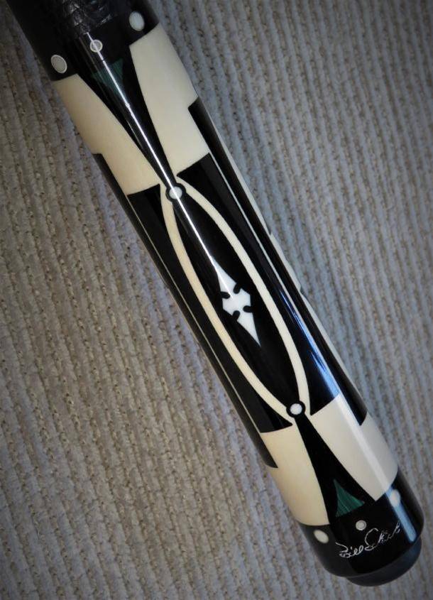 Bill Schick Hall of Fame Custom Cue – Ebony, Holly, Malachite & Ivory Masterpiece